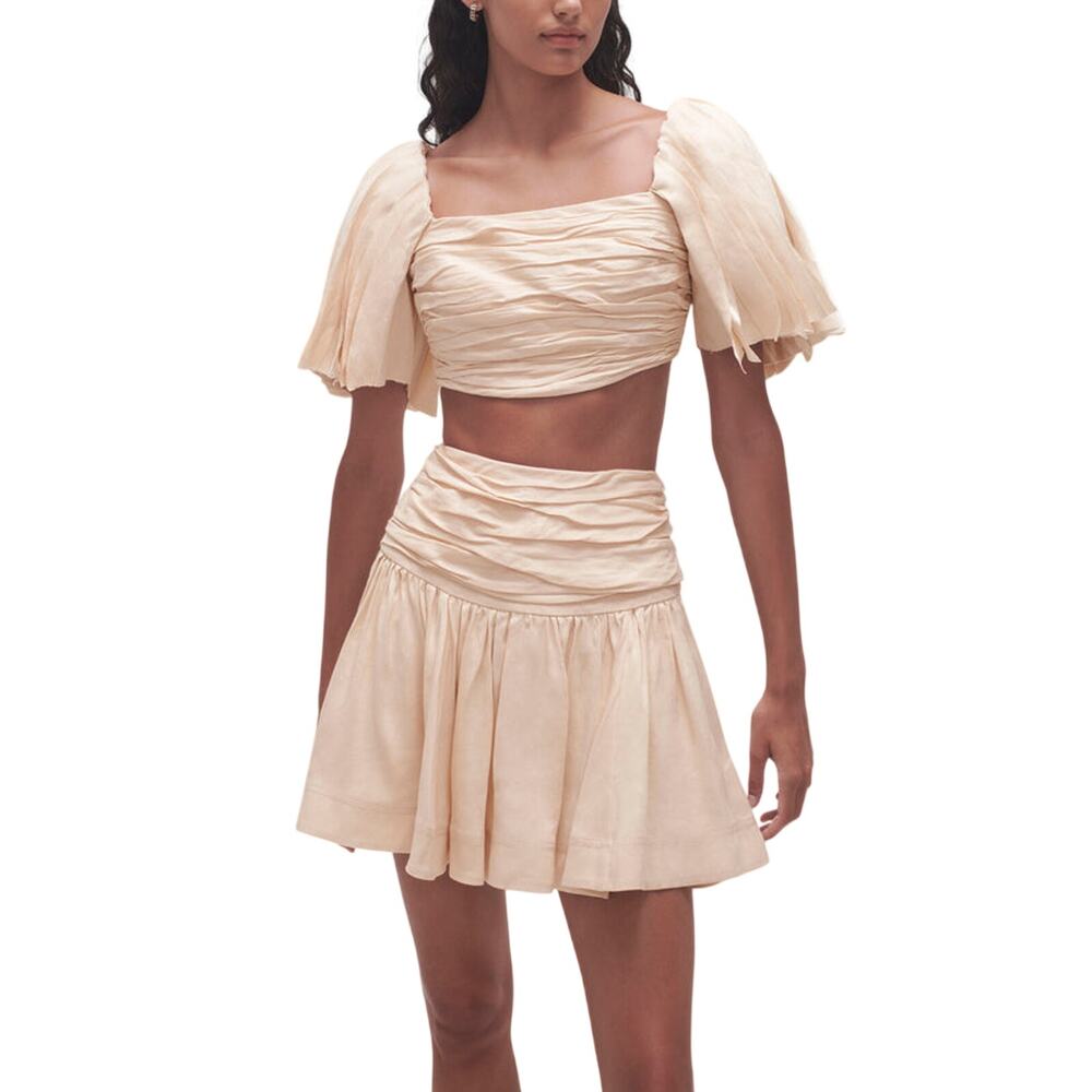 Aje Ruched Coconut Cream Cari Crop Top Size 10/ US 6